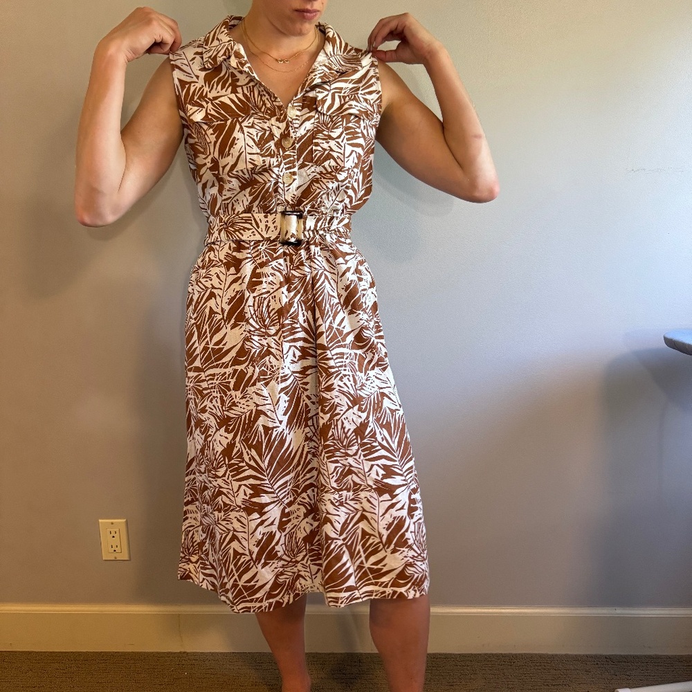 Melloday Brown & White Sundress